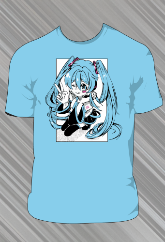 Koszulka Hatsune Miku - Błękitna - t-shirt z nadrukiem