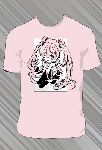 Koszulka Hatsune Miku - Różowa - t-shirt z nadrukiem