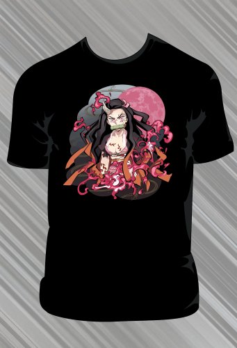 Koszulka Demon Slayer - Czarna - t-shirt z nadrukiem